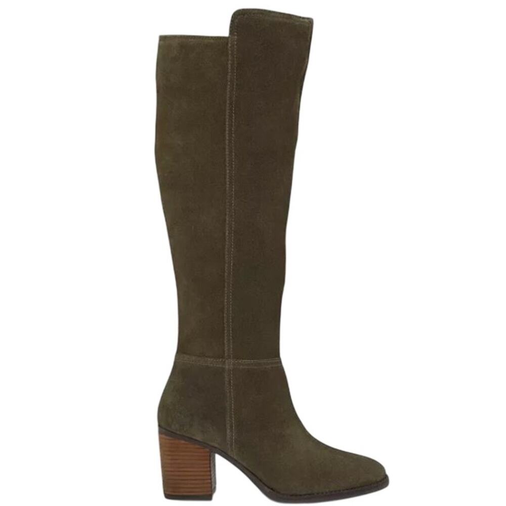 NEW Lucky Brand Bonnay Knee-High Wide Calf Dress Khaki Green Suede Boot size 5.5